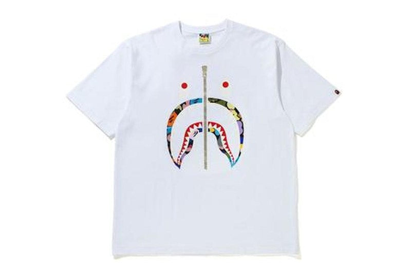 BAPE Multi Camo Shark Relaxed Tee White