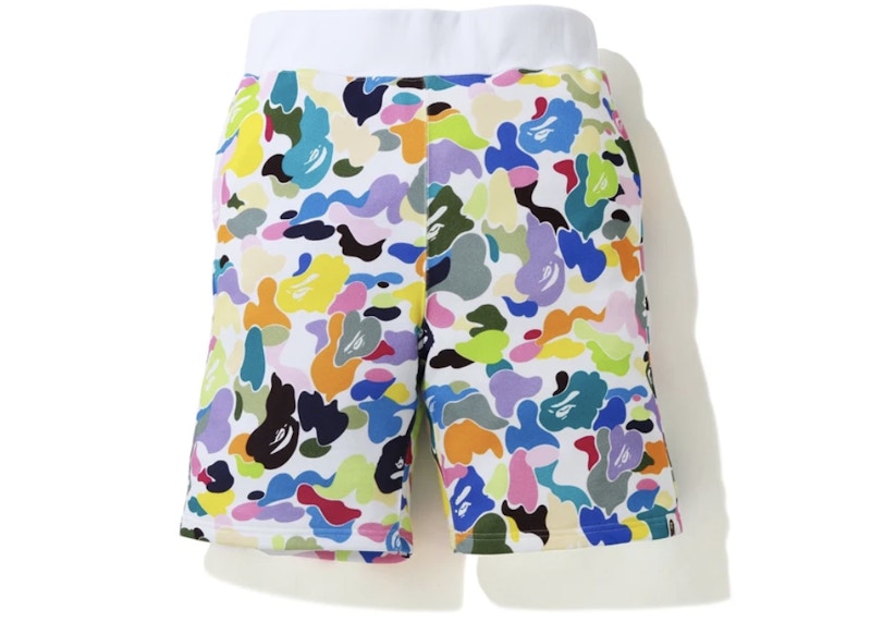 BAPE Multi Camo Sweat Shorts White Multi