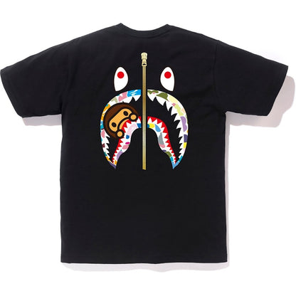 BAPE Multi Camo WGM Milo Gold Zip Shark Tee Black