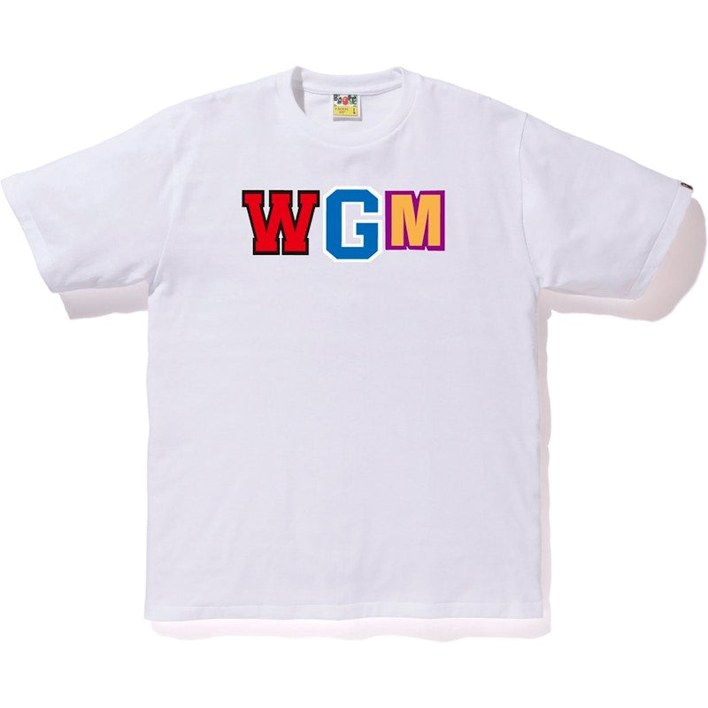 BAPE Multi Camo WGM Milo Gold Zip Shark Tee White