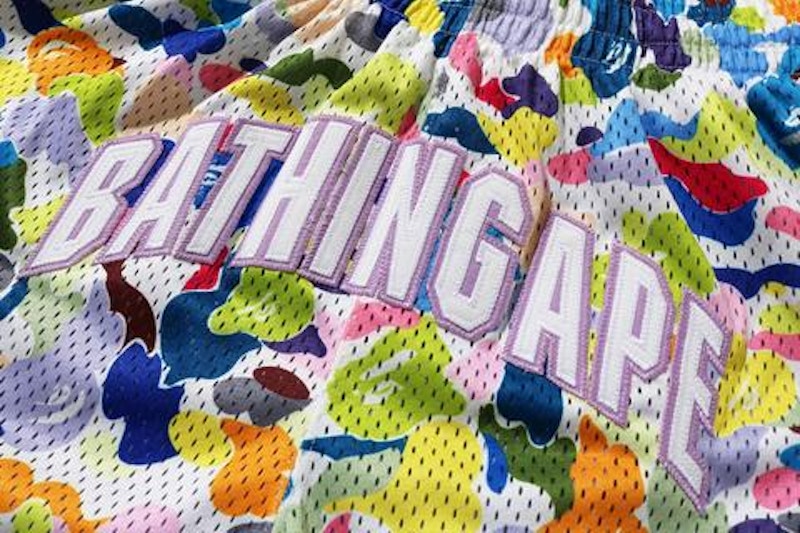 BAPE Multi Camo Wide Basketball Shorts White