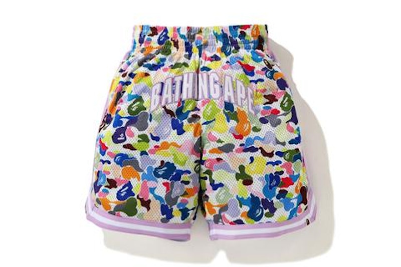 BAPE Multi Camo Wide Basketball Shorts White