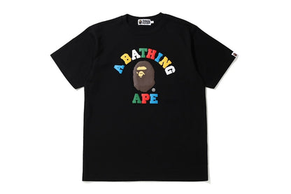 BAPE Multi Color Letters College Tee Black