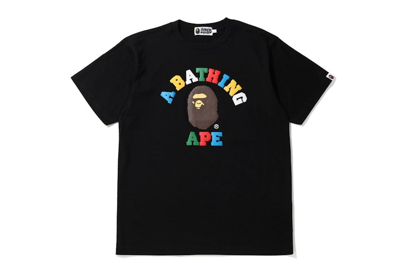 BAPE Multi Color Letters College Tee Black