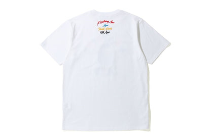 BAPE Multi Color Letters College Tee White
