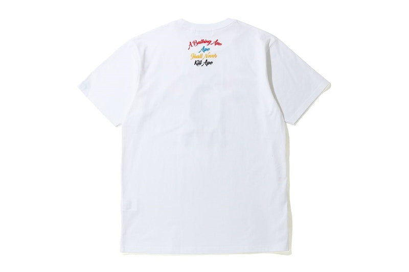 BAPE Multi Color Letters College Tee White