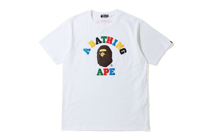BAPE Multi Color Letters College Tee White