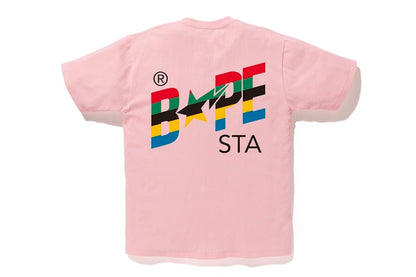 BAPE Multi Color Sta Logo Tee Pink