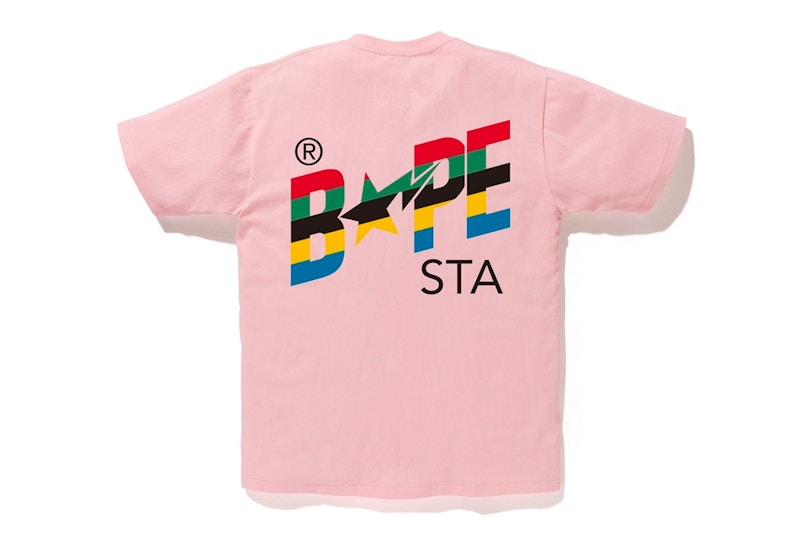 BAPE Multi Color Sta Logo Tee Pink