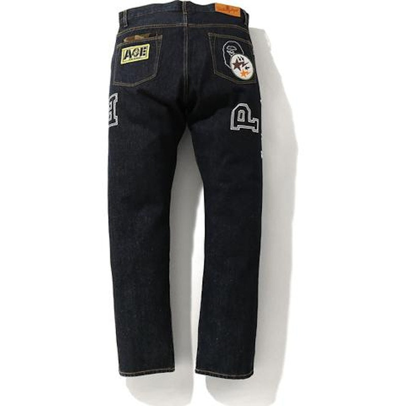 BAPE Multi Emblem Denim Pants Indigo