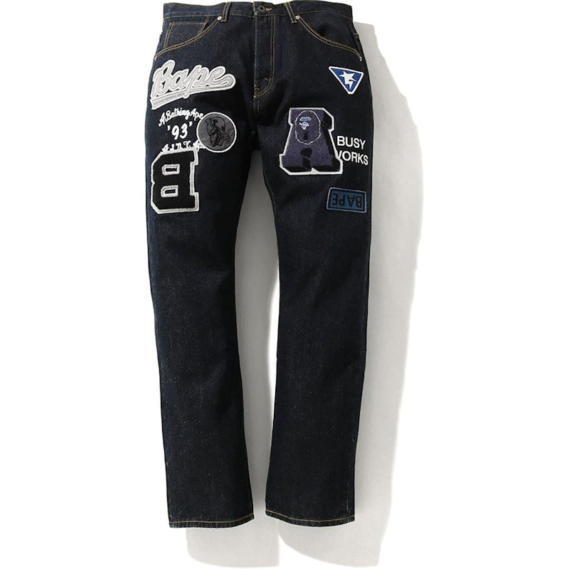 BAPE Multi Emblem Denim Pants Indigo