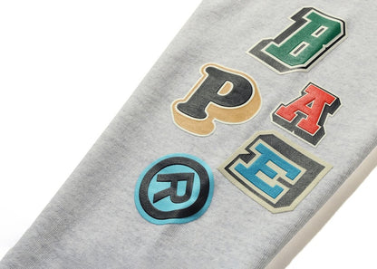 BAPE Multi Fonts Loose Fit Pullover Hoodie Gray