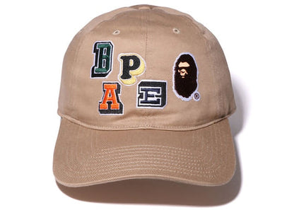 BAPE Multi Fonts Patch Panel Cap Beige