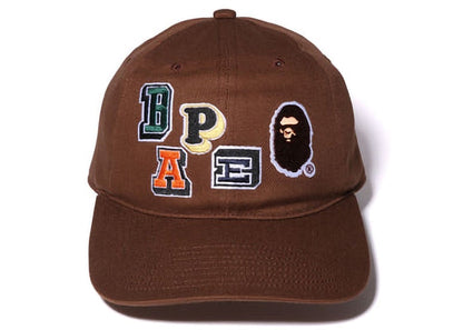 BAPE Multi Fonts Patch Panel Cap Brown