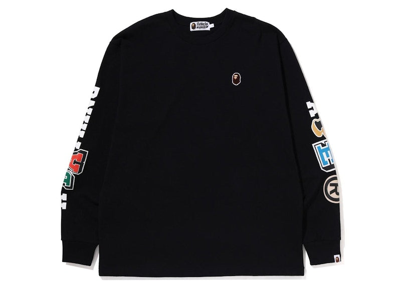 BAPE Multi Fonts Relaxed Fit Heavyweight L/S Tee Black