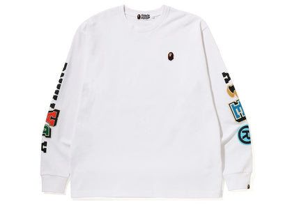 BAPE Multi Fonts Relaxed Fit Heavyweight L/S Tee White