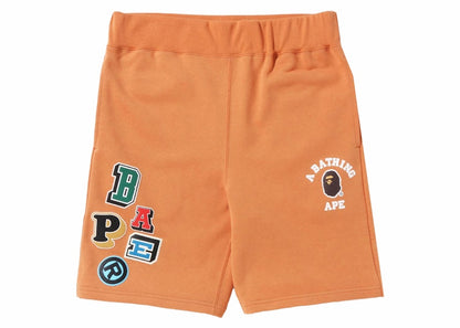 BAPE Multi Fonts Sweat Shorts Orange