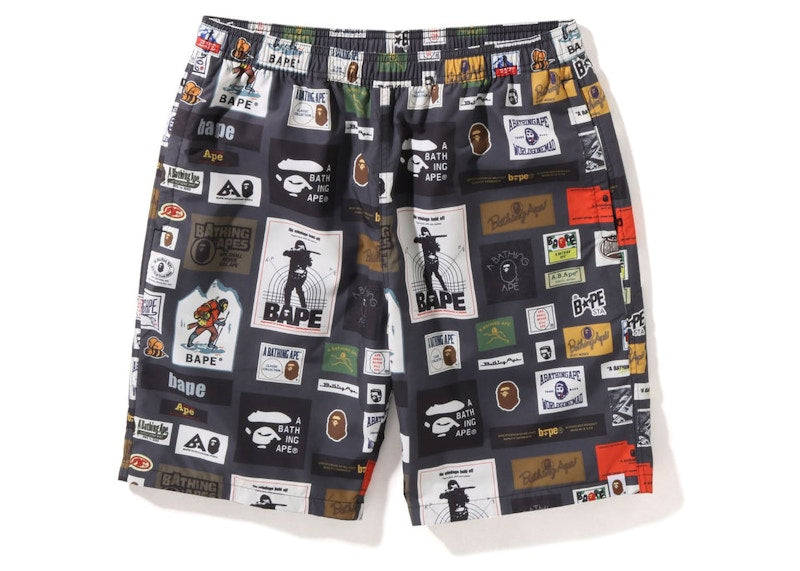 BAPE Multi Label Beach Shorts Multi