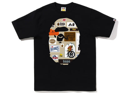 BAPE Multi Label Big Ape Head Tee Black