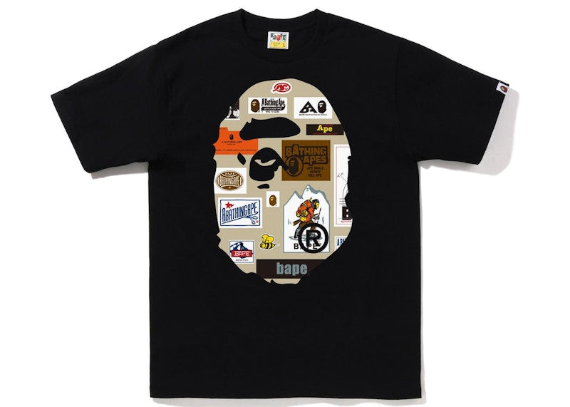 BAPE Multi Label Big Ape Head Tee Black