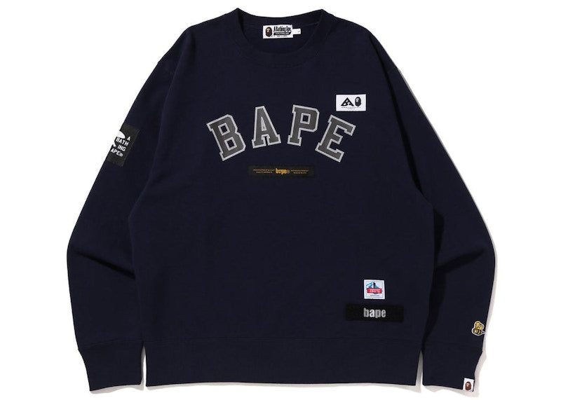 BAPE Multi Label Relaxed Fit Crewneck Navy