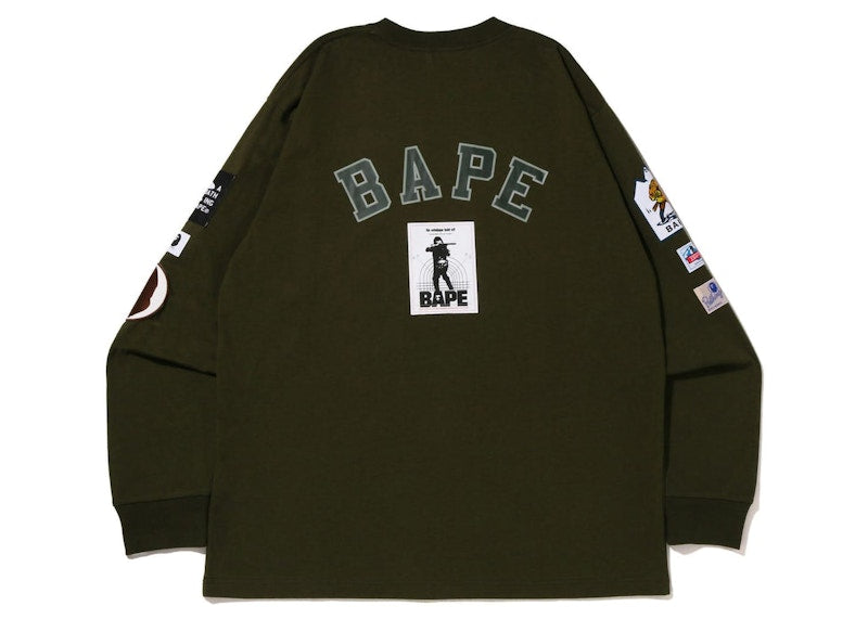 BAPE Multi Label Relaxed Fit L/S Tee Green