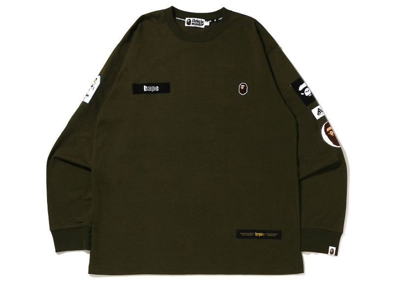 BAPE Multi Label Relaxed Fit L/S Tee Green