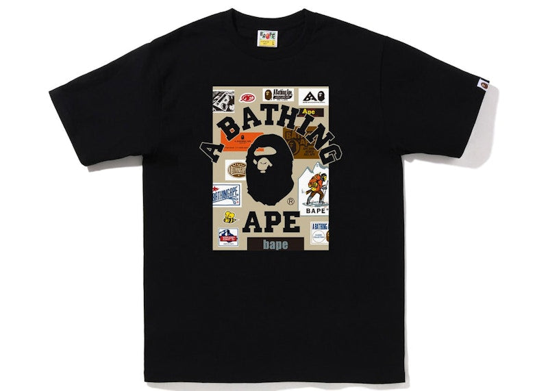 BAPE Multi Label on College Tee Black