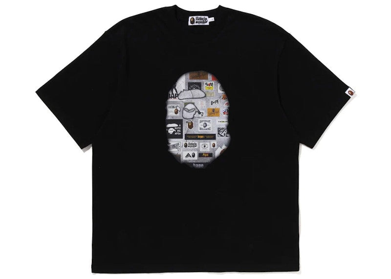 BAPE Multi Logo Big Ape Head Relaxed Fit Tee Black