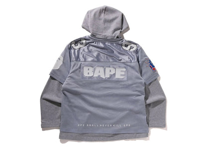 BAPE Multi Logo Layered Sleeves Relaxed Fit Football Jersey Silver