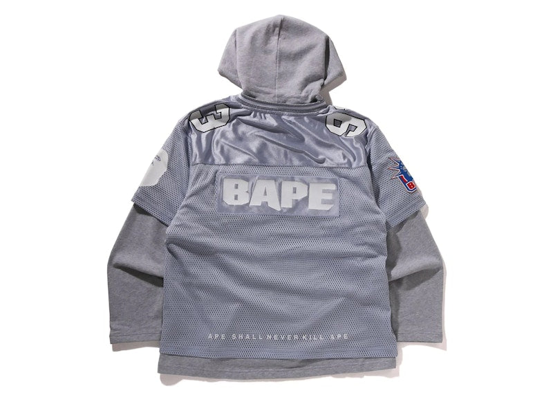 BAPE Multi Logo Layered Sleeves Relaxed Fit Football Jersey Silver