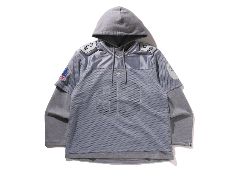 BAPE Multi Logo Layered Sleeves Relaxed Fit Football Jersey Silver