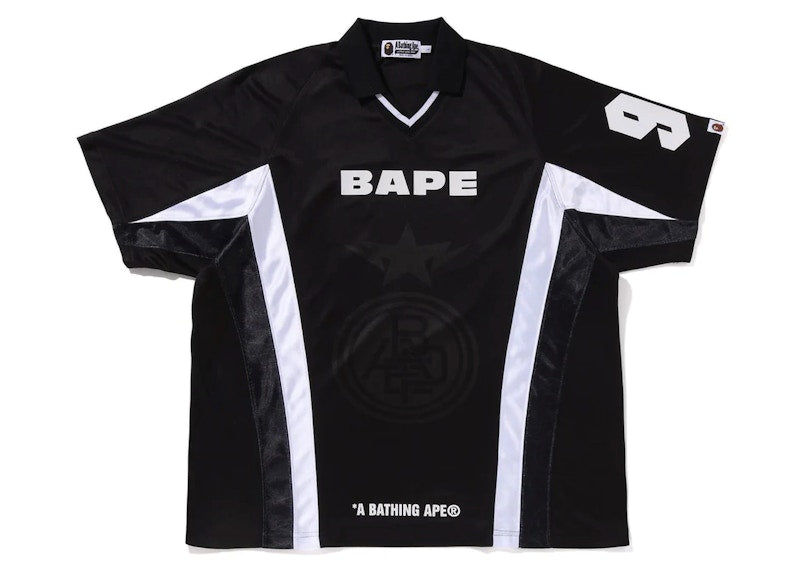 BAPE Multi Logo Relaxed Fit Soccer Jersey Black
