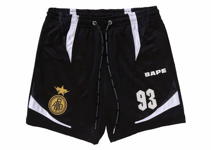 BAPE Multi Logo Relaxed Fit Soccer Shorts Black