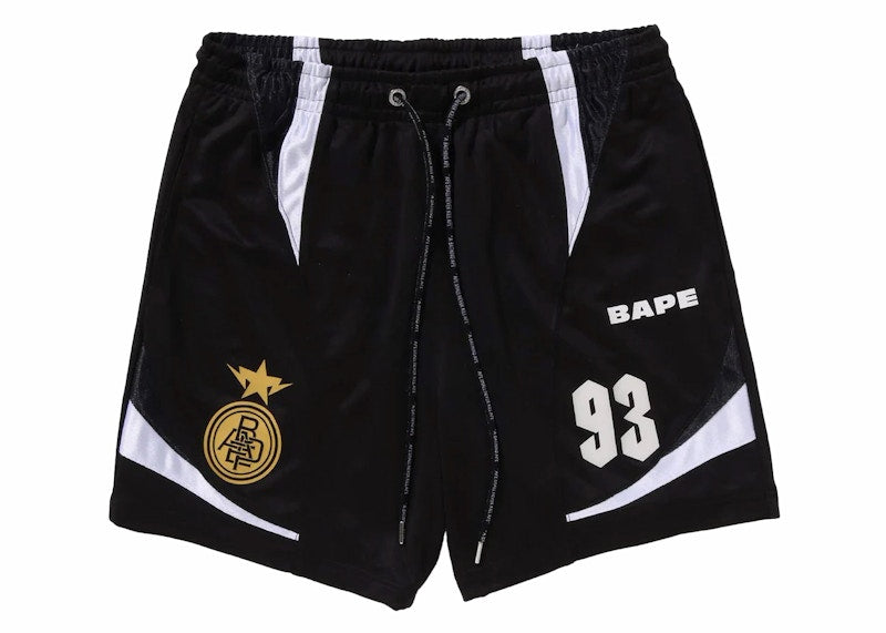 BAPE Multi Logo Relaxed Fit Soccer Shorts Black