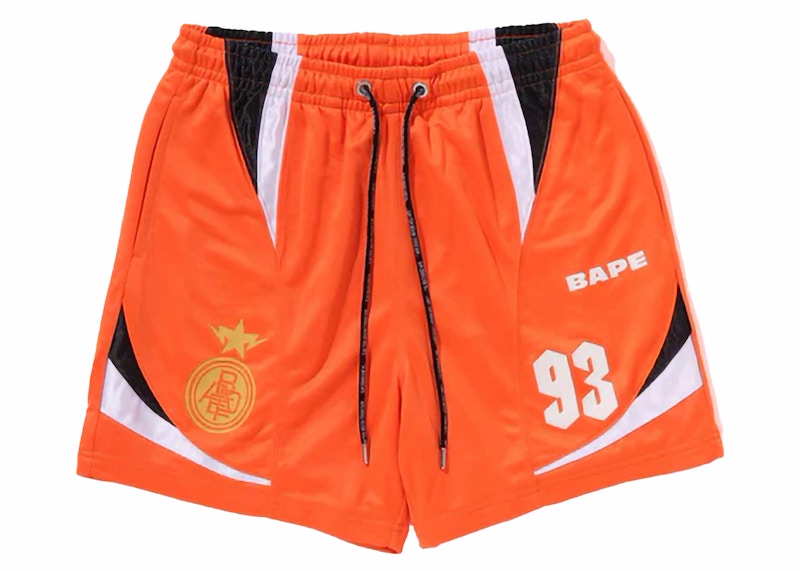 BAPE Multi Logo Relaxed Fit Soccer Shorts Orange