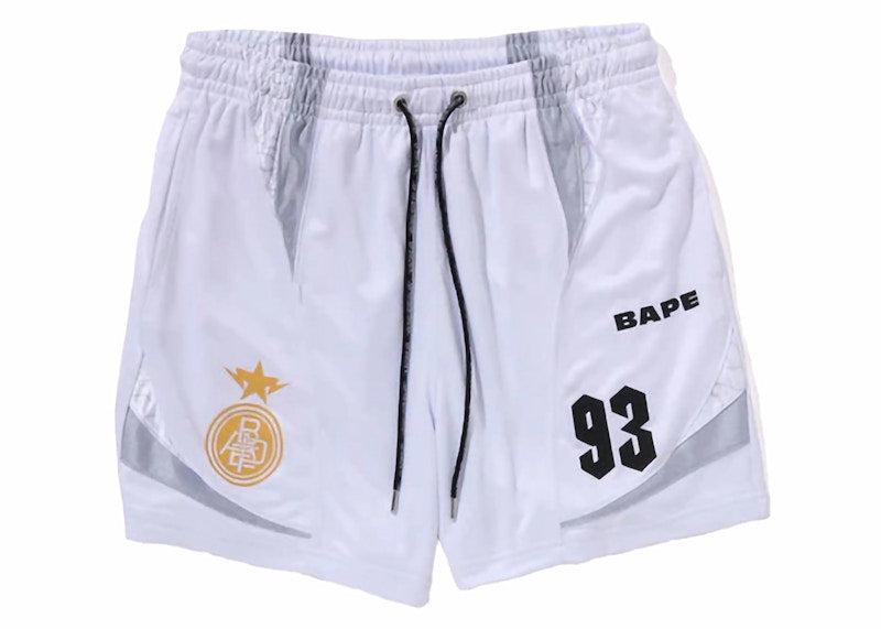 BAPE Multi Logo Relaxed Fit Soccer Shorts White