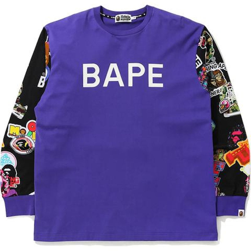 BAPE Multi Motif Print Relaxed L/S Tee Purple