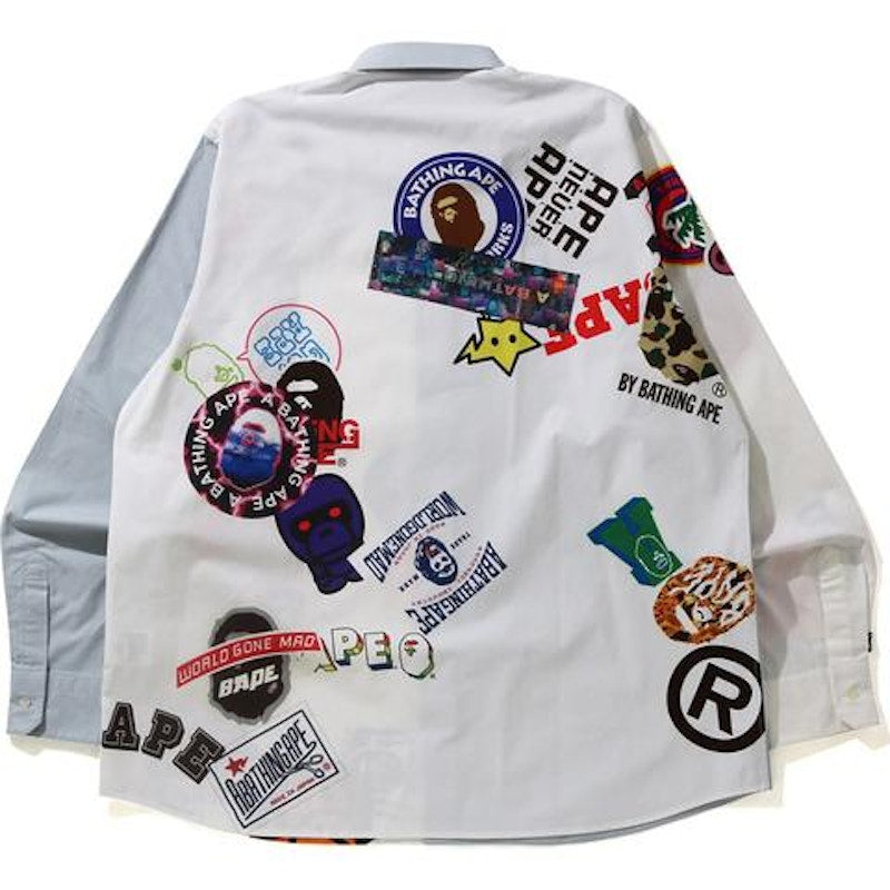 BAPE Multi Motif Print Relaxed Shirt Gray