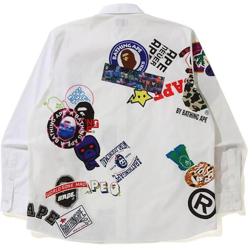 BAPE Multi Motif Print Relaxed Shirt White