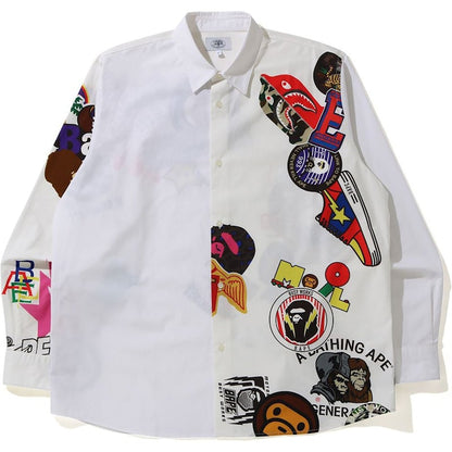 BAPE Multi Motif Print Relaxed Shirt Gray