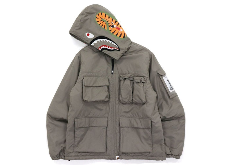 BAPE Multi Pocket Shark Hoodie Jacket Gray