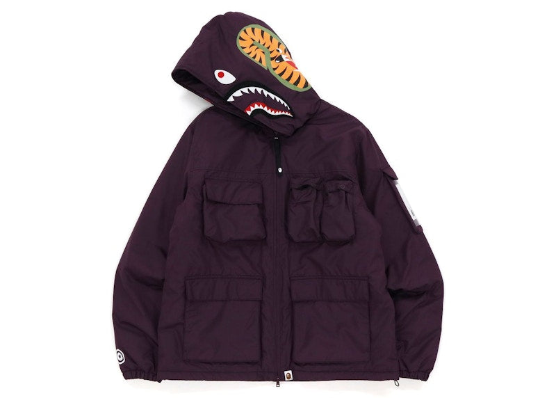 BAPE Multi Pocket Shark Hoodie Jacket Purple