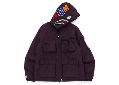 BAPE Multi Pocket Shark Hoodie Jacket Purple