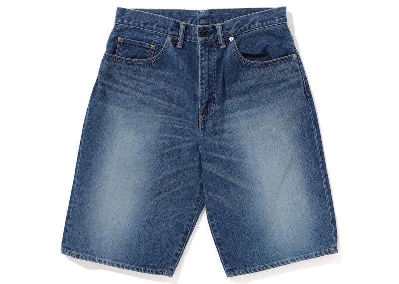 BAPE NYC Logo Denim Shorts Light Indigo