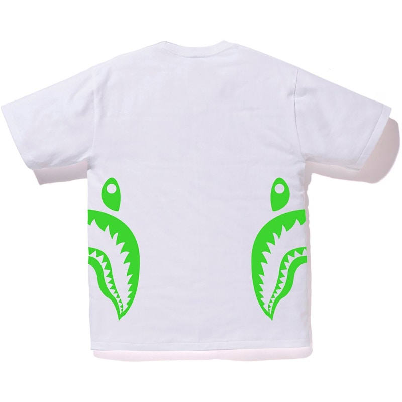 BAPE Neon Bicolor Side Shark Tee White/Green