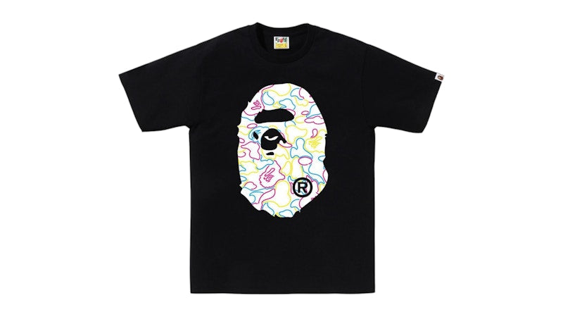 BAPE Neon Camo Big Ape Head Tee Black