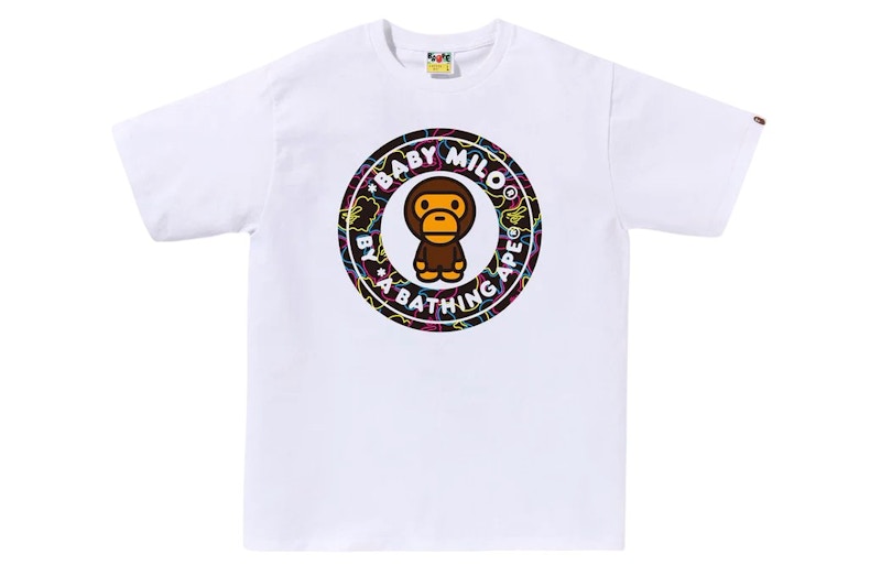 BAPE Neon Camo Milo Busy Works Tee White