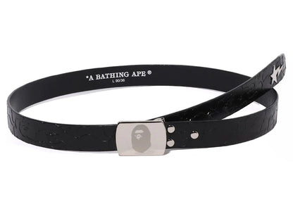 BAPE Neon Camo Narrow Leather Belt Black