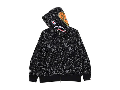 BAPE Neon Camo Shark Full Zip Hoodie Black